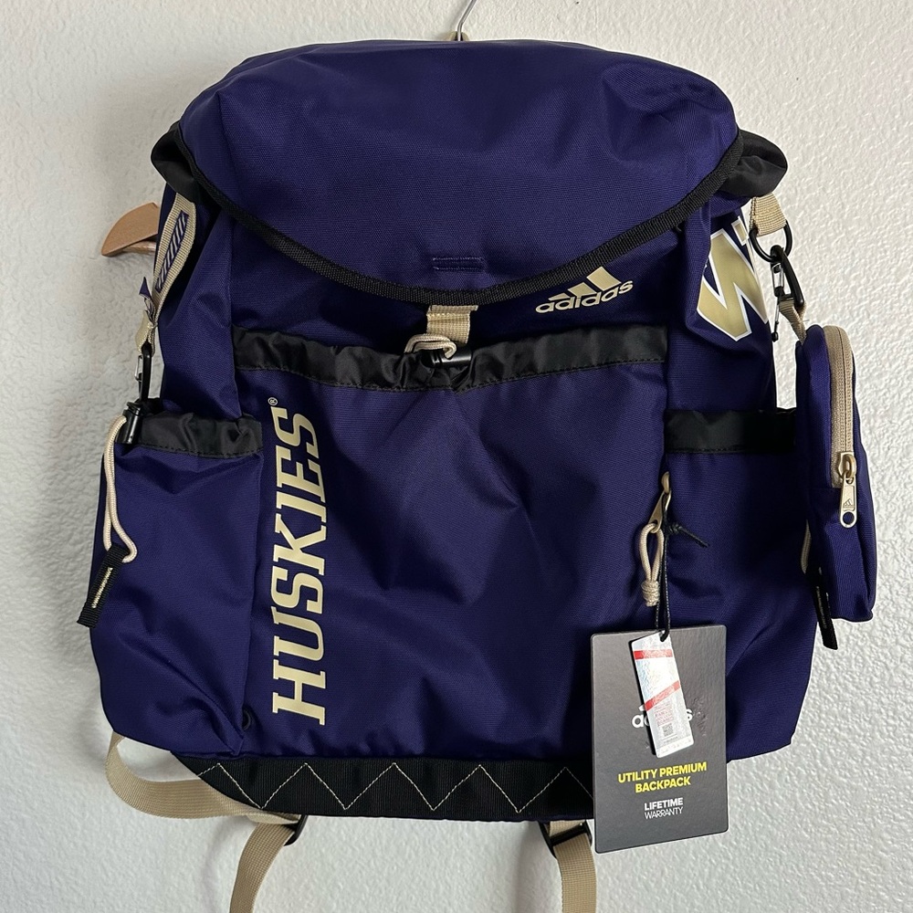 Washington Huskies Adidas PE Utility Premium Backpack Bag Elite NCAA Purple Gold
